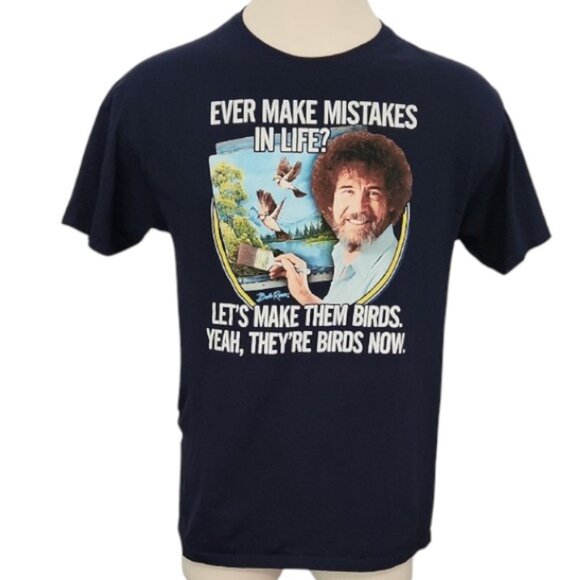 Bob Ross “Ever Make Mistakes in Life?” Graphic Tee Men’s Large - Picture 1 of 5